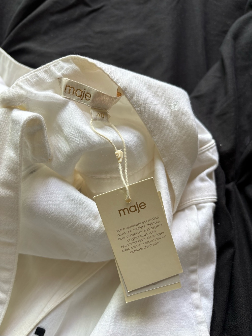 NWT Maje Ika White Black Embroidered Romper Size 40 - Picture 6 of 8